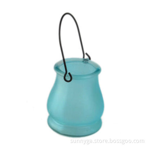 11oz Calabash-shaped Glass Candle Holder with Frosted and Spray Color Finish
